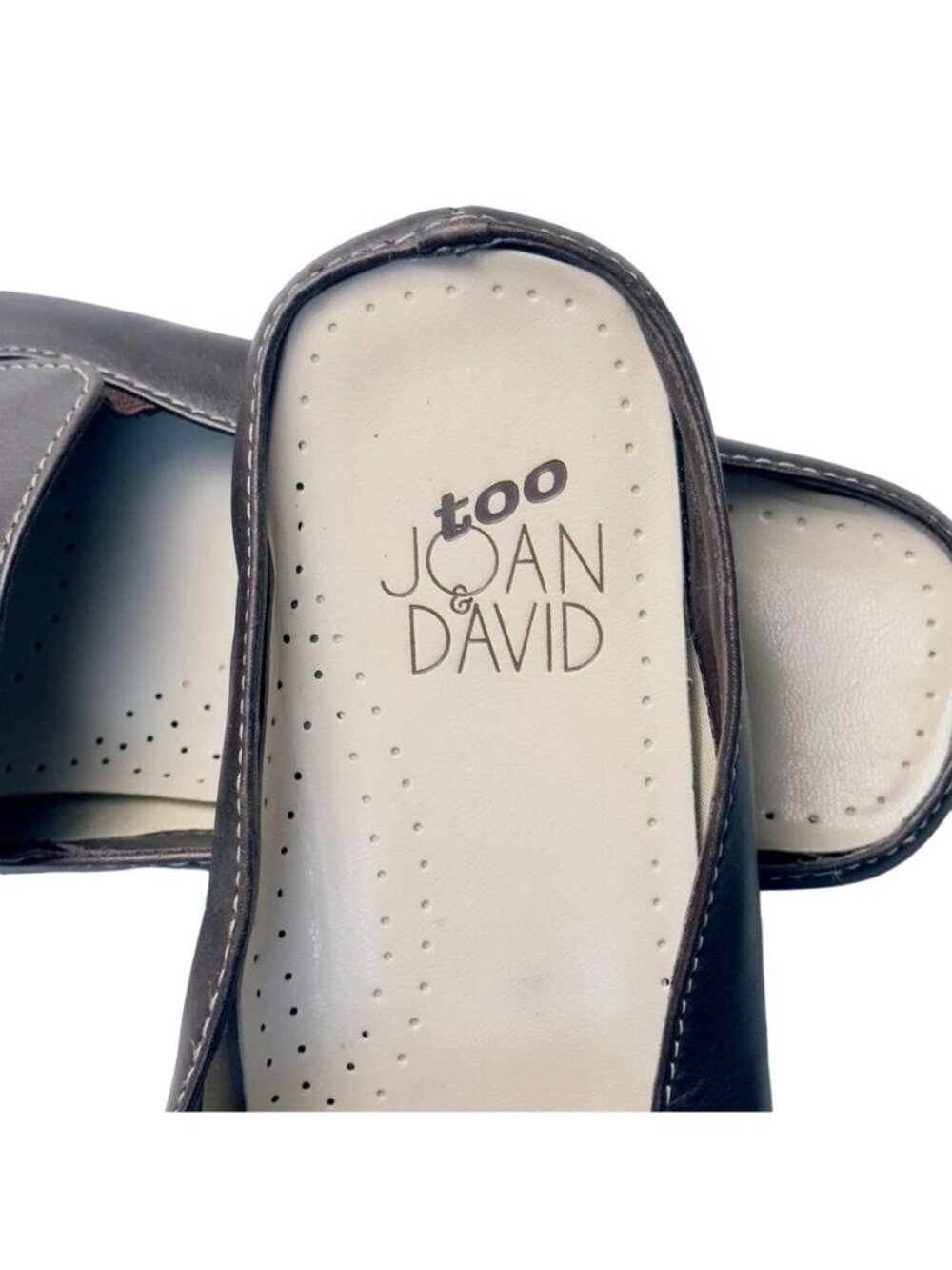 JOAN & DAVID Women"s Shoes Brown Leather Mules Flats Size 8.5M - Picture 9 of 11
